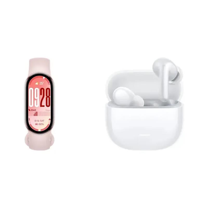 Kit Xiaomi: Smart Band 10 Amoled 1,72'' Rosa + Audífonos Inalámbricos Redmi Buds 8 Lite Blanco