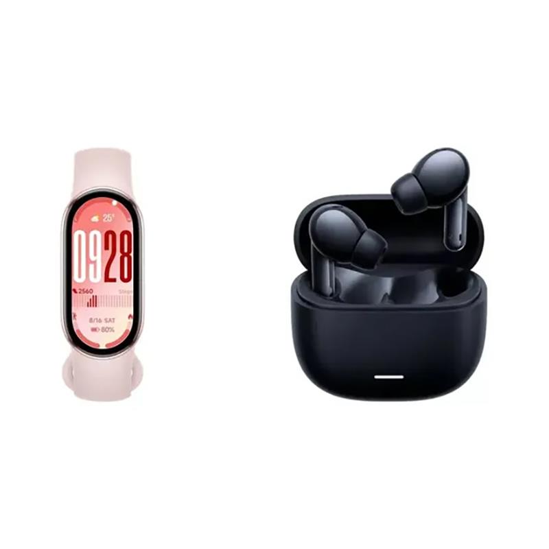 Kit Xiaomi: Smart Band 10 Amoled Rosa 1,72 1500nits + Audífonos Redmi Buds 8 Lite Negro