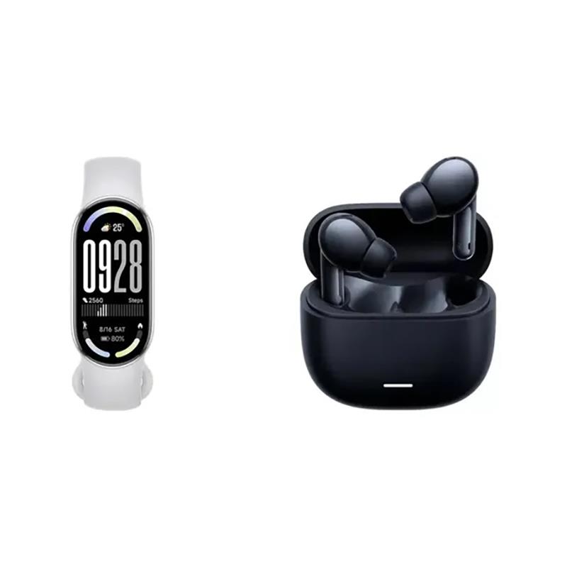 Kit Xiaomi: Smart Band 10 Amoled 1,72'' 21d Bat 150+deportes Plata + Audífonos Redmi Buds 8 Lite Negro