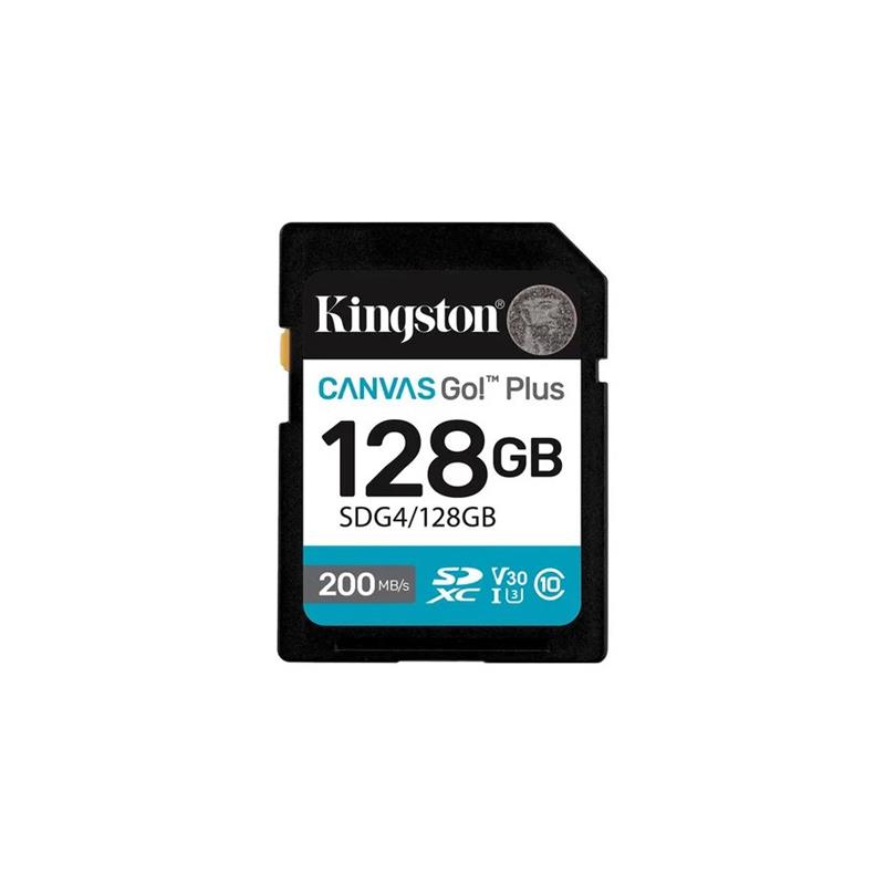 Tarjeta de Memoria KINGSTON Canvas Go Plus SDXC 128GB Gen4 C10 UHS-I U3 V30 200MB/s