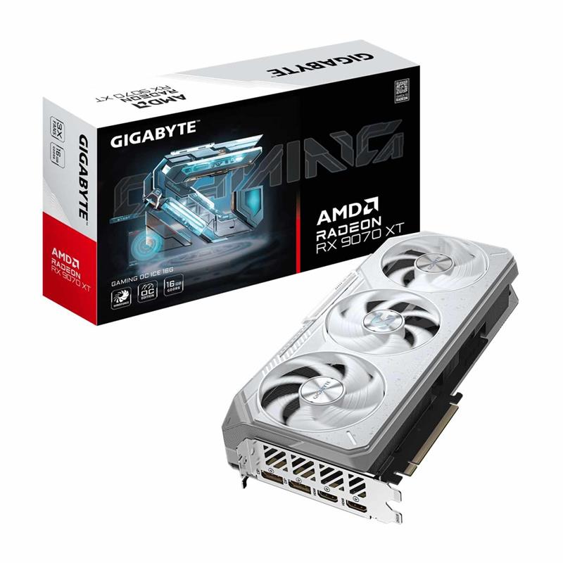 Placa de Video GIGABYTE AMD Radeon RX 9070 XT GAMING OC ICE 16G