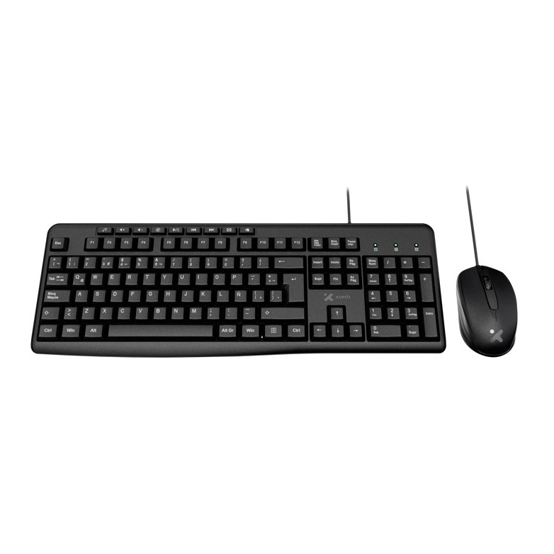 Xtech Combo tec y Mou español negro USB