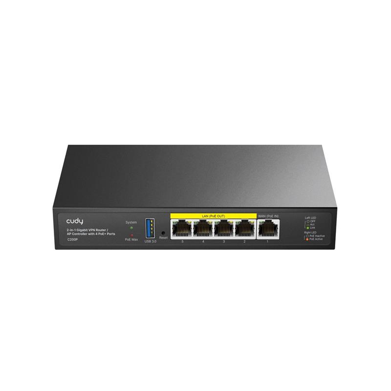Router Cudy C200P Gigabit VPN   AP 4 puertos PoE