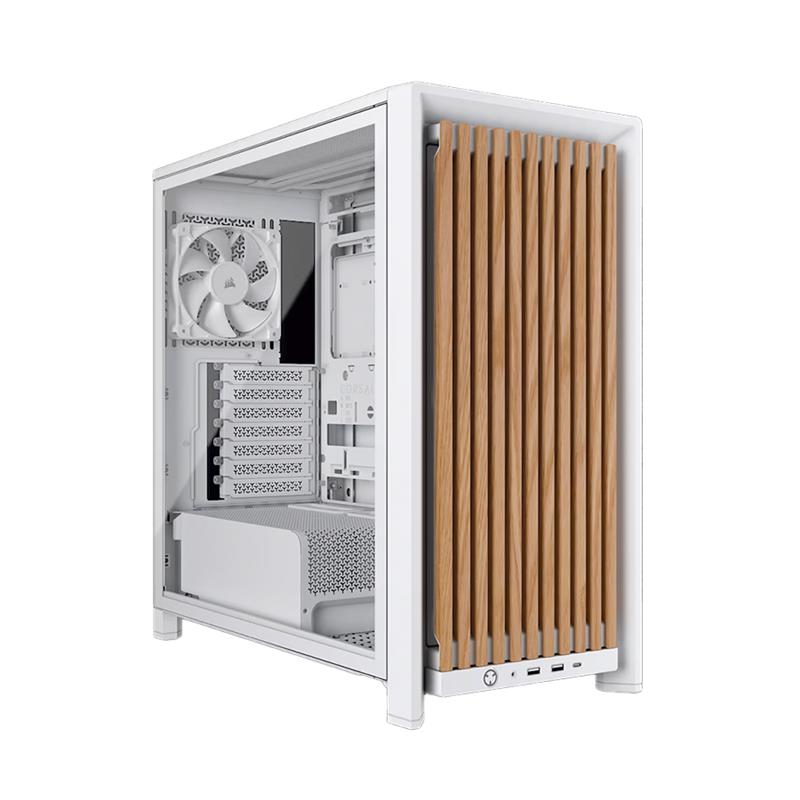 Gabinete CORSAIR FRAME 4000D RS Wood Mid-Tower, Blanco / Madera