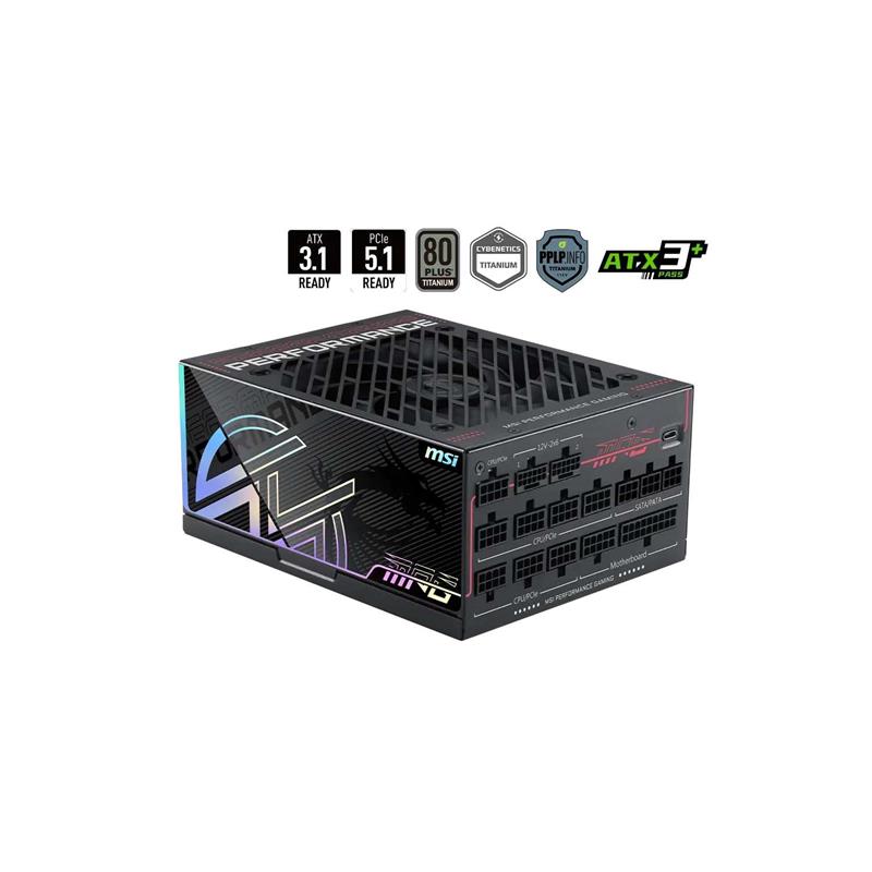 Fuente MSI MPG AI1600TS PCIE5 1600W 80 Plus Titanium Cable USA