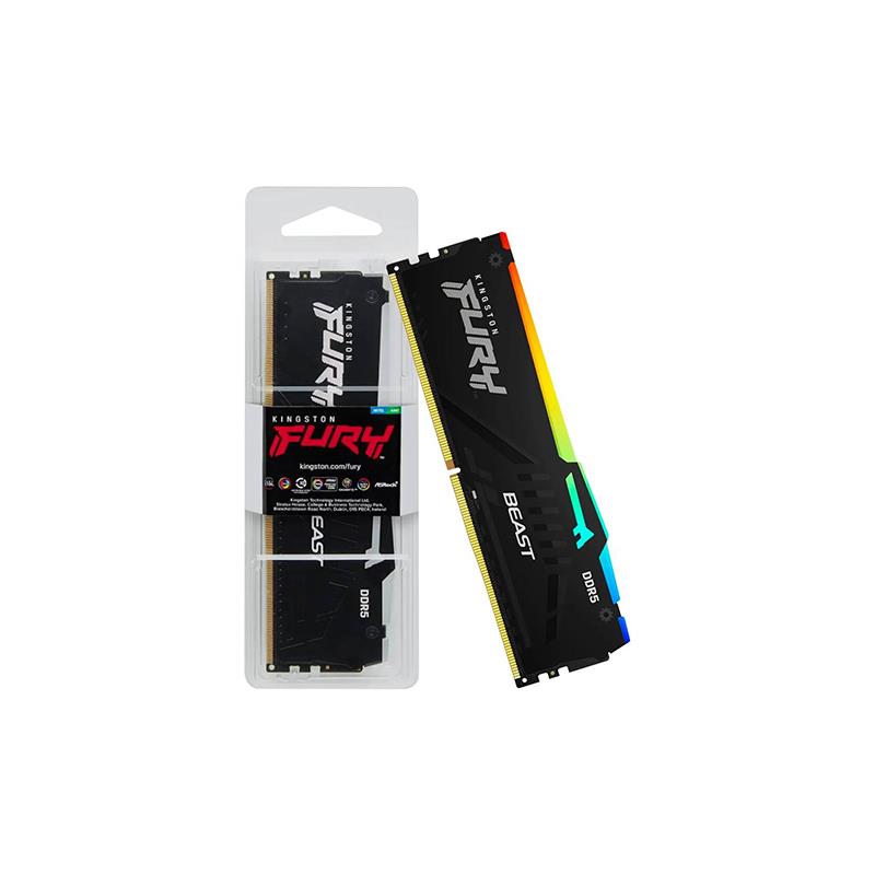 Memoria Ram UDIMM KINGSTON Fury Beast 16GB DDR5 6000MHz CL36 1.35V Single Negro RGB